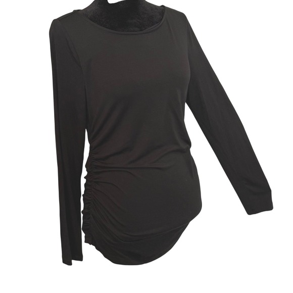 Soft Surroundings Tops - Soft Surroundings Black Ruched Side Long Sleeve Top Size XS Stretch Minimalist